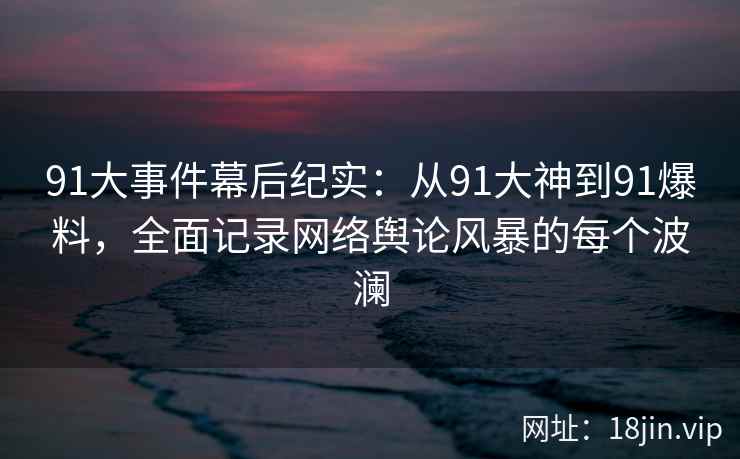 91大事件幕后纪实：从91大神到91爆料，全面记录网络舆论风暴的每个波澜