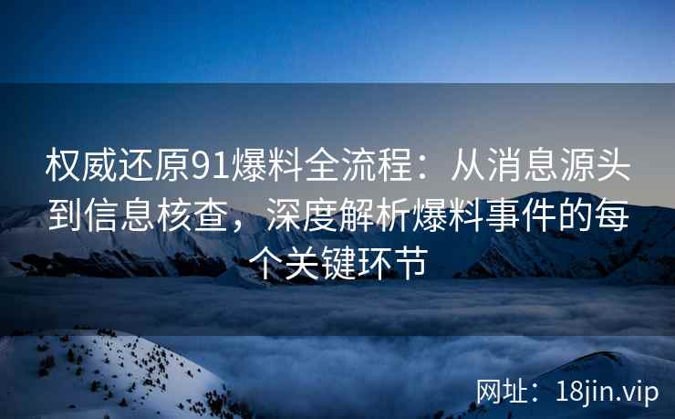 权威还原91爆料全流程：从消息源头到信息核查，深度解析爆料事件的每个关键环节